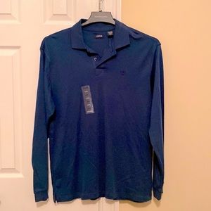 IZOD Men’s Long Sleeve Navy Blue Interlock Polo Size L - NWT